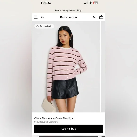 Reformation Clara Cashmere Crew Cardigan - Picture 4 of 4